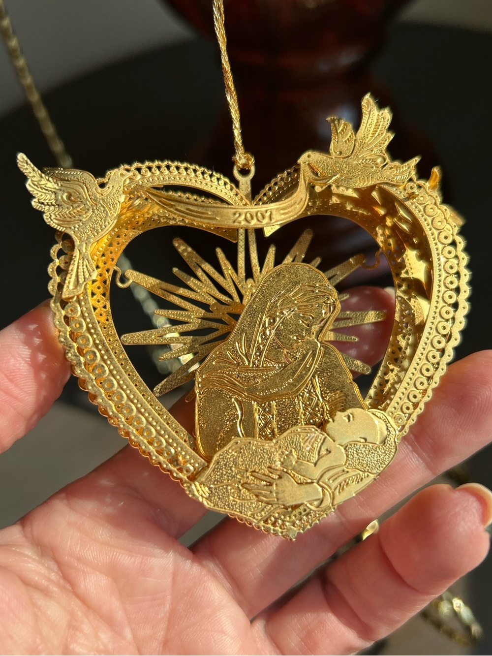 Danbury Mint "Madonna and Child" Ornament from 2007 Gold Christmas Collection